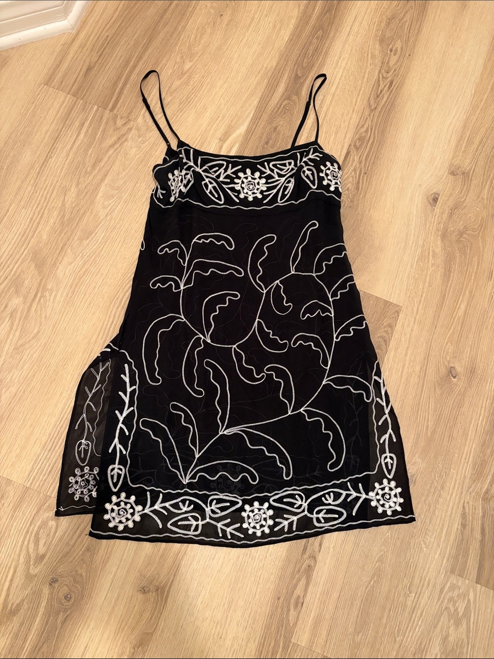 BCBGMaxAzria Black Silk Top with Tone-on-Tone Stitching